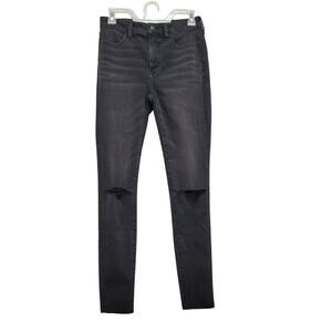 New American Eagle Size 2 Distressed Dream Jean Black Super High Rise Jeggings